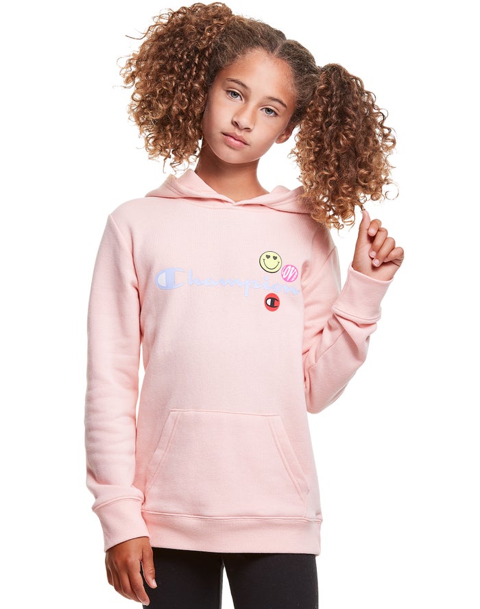 Champion Fleece Smiley Face Hoodie Meisjes - Koraal - Belgie 0428AUZTY